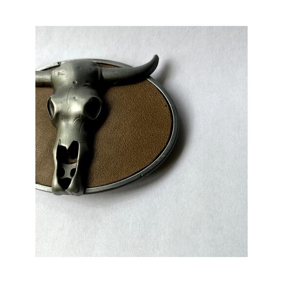 Leather Longhorn Skull Belt Buckle Western Style Unisex - Picture 5 of 8